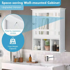 Mirrored Medicine Cabinet Bathroom Wall Mounted Storage W/ Adjustable Shelf Grey/Brown