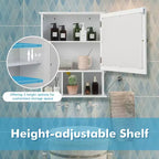 Mirrored Medicine Cabinet Bathroom Wall Mounted Storage W/ Adjustable Shelf Grey/Brown
