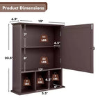Mirrored Medicine Cabinet Bathroom Wall Mounted Storage W/ Adjustable Shelf Grey/Brown